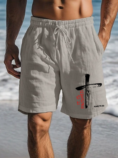 Men's It Is Finished Christian Beach Shorts