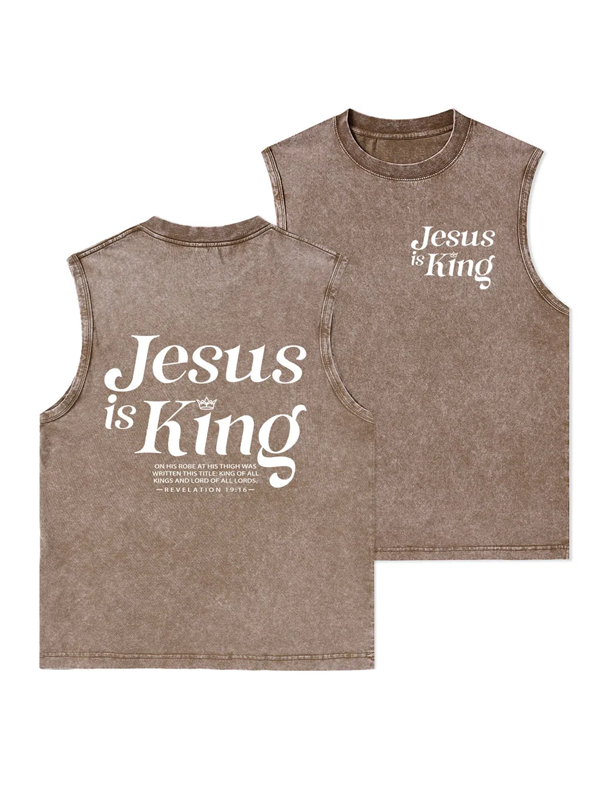 Jesus Is King Christian Washed Tank
