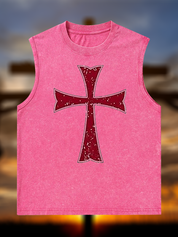 Knights Templar Crusader Cross Jesus God Christian Washed Tank
