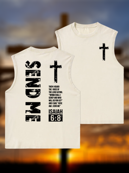 Send Me Isaiah 6:8 Jesus God Christian Washed Tank