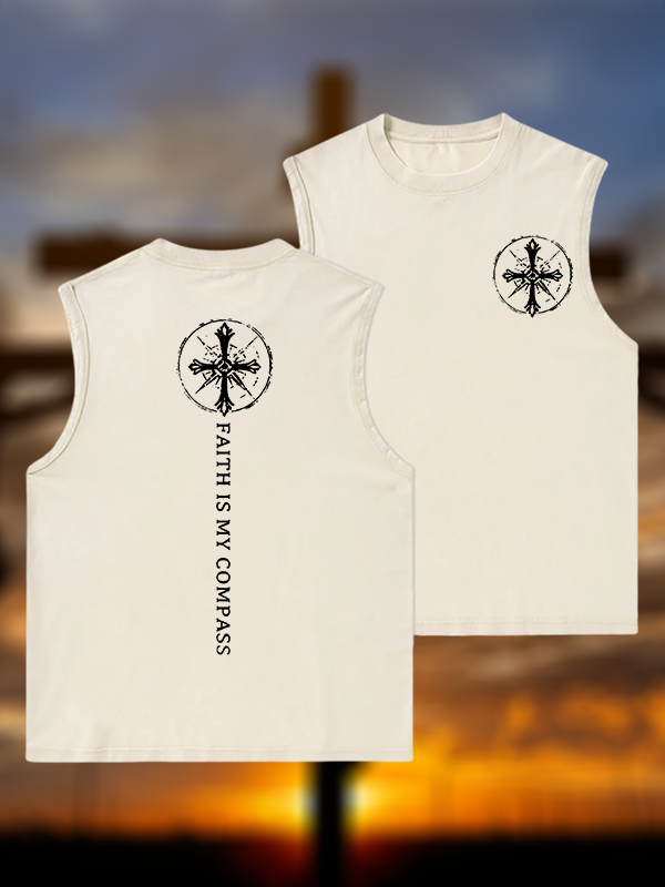 Faith Is My Compass Jesus God Christian Washed Tank