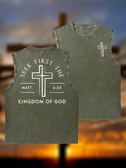 Seek First The Kingdom Of God Jesus God Christian Washed Tank