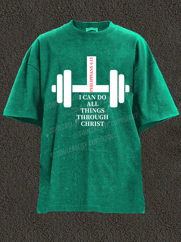 Fitness Philippians 4 : 13 Christian Washed T-Shirt