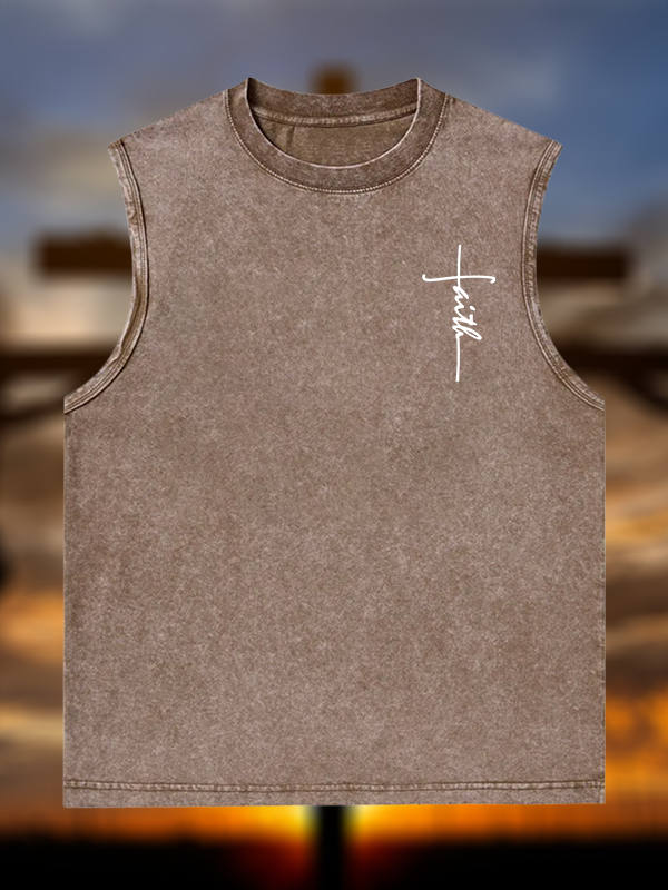 Faith Jesus God Christian Washed Tank