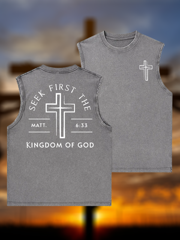 Seek First The Kingdom Of God Jesus God Christian Washed Tank