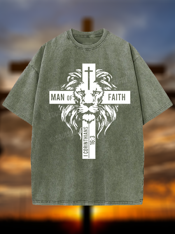 Man of Faith Christian Washed T-Shirt