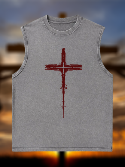 Light of Cross Jesus God Christian Washed Tank
