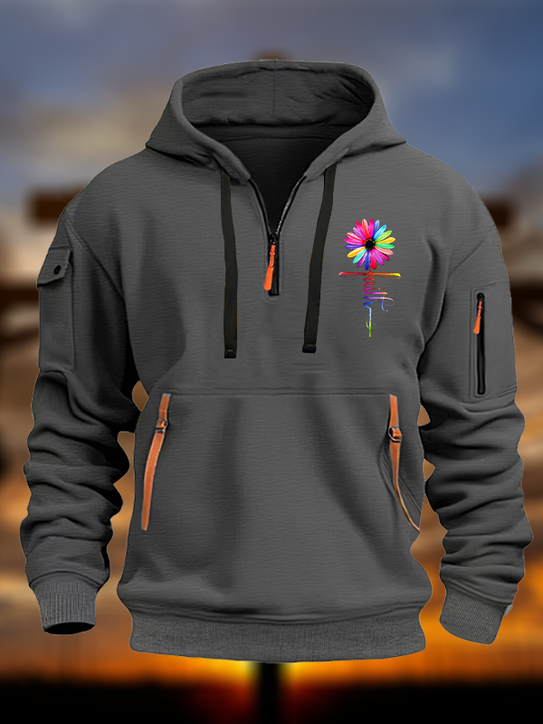 Colorful Sunflower Faith Jesus God Christian Zipper Hoodies
