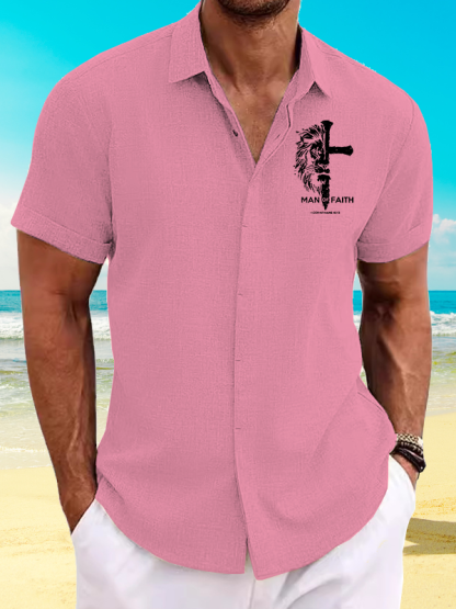 Man of Faith Jesus God  Christian Short Sleeve Shirt