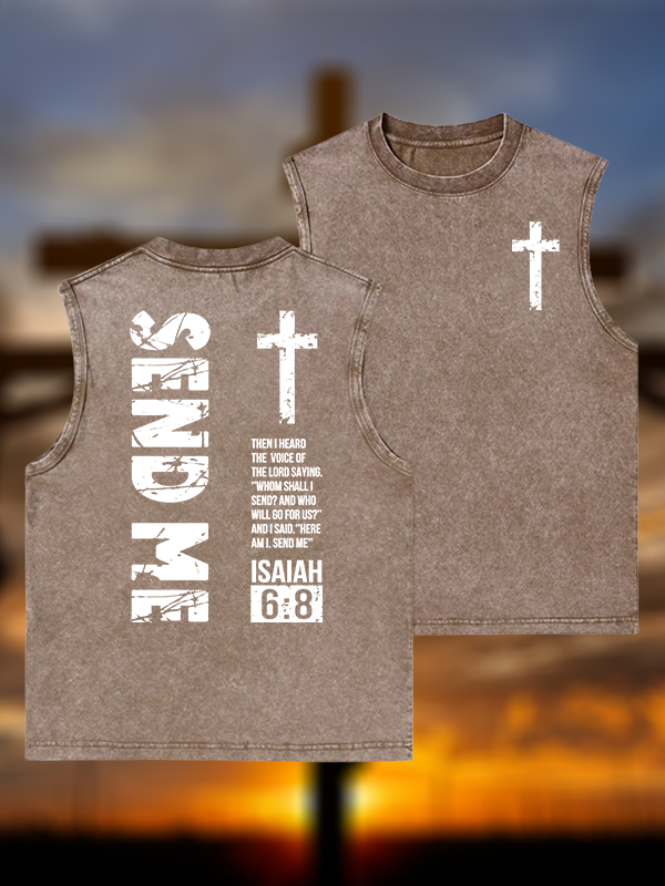 Send Me Isaiah 6:8 Jesus God Christian Washed Tank