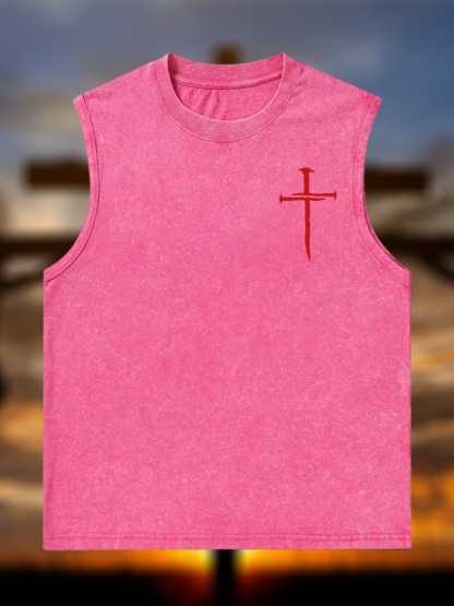 Red Cross Jesus God Christian Washed Tank