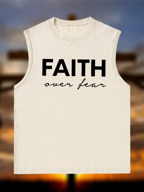 Faith over Fear  Jesus God Christian Washed Tank