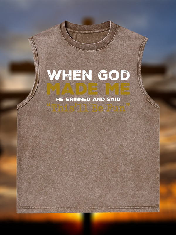 When God Made Me Jesus God Christian Washed Tank