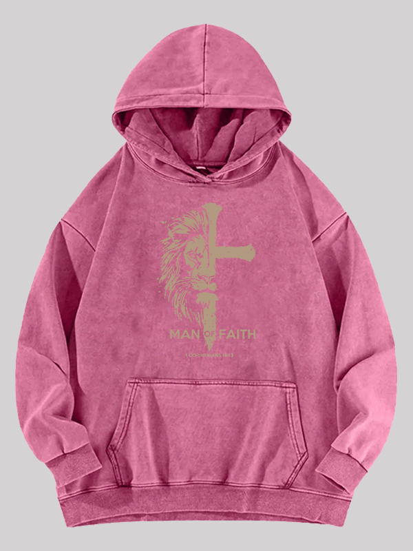Man of Faith Jesus God Christian Washed Hoodie