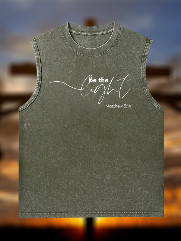 Be The Light Jesus God Christian Washed Tank
