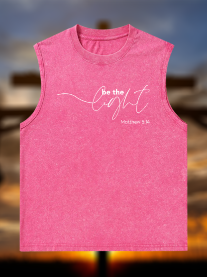 Be The Light Jesus God Christian Washed Tank