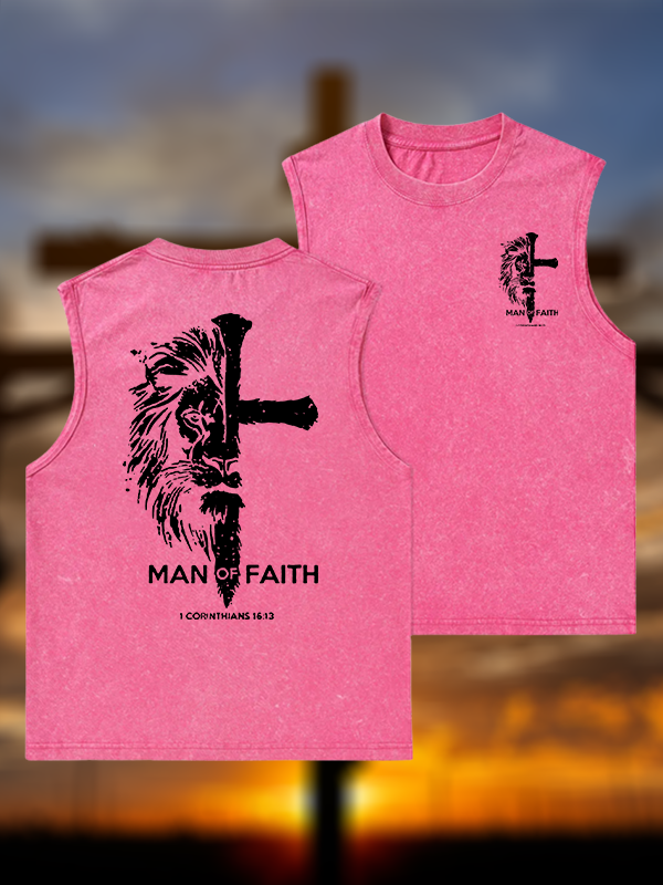 Man of Faith  Jesus God Christian Washed Tank