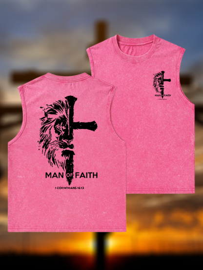 Man of Faith  Jesus God Christian Washed Tank