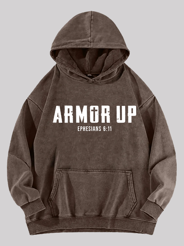 Armor Up  Jesus God Christian Washed Hoodie