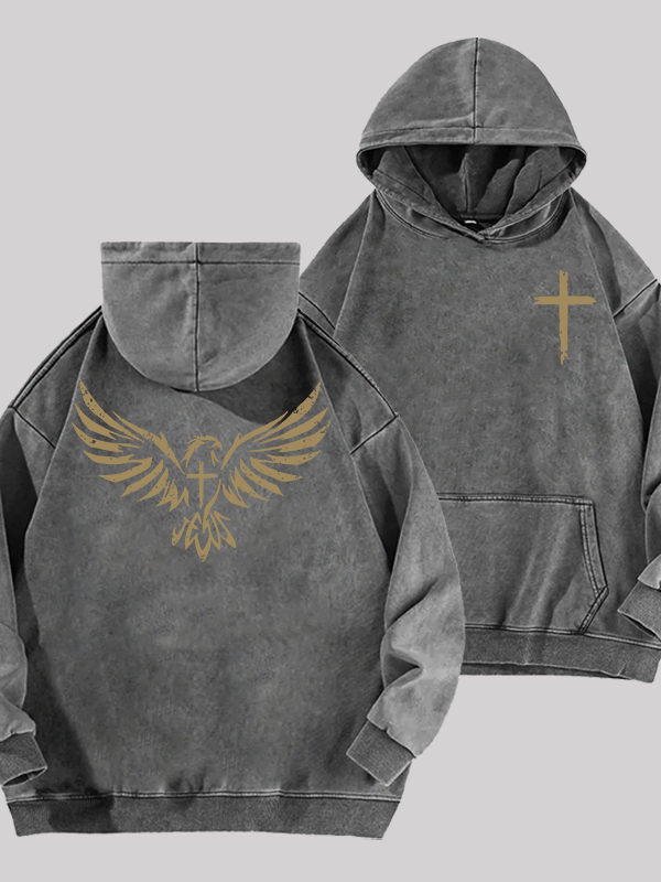 Wings Like Eagles Jesus God Christian Washed Hoodie