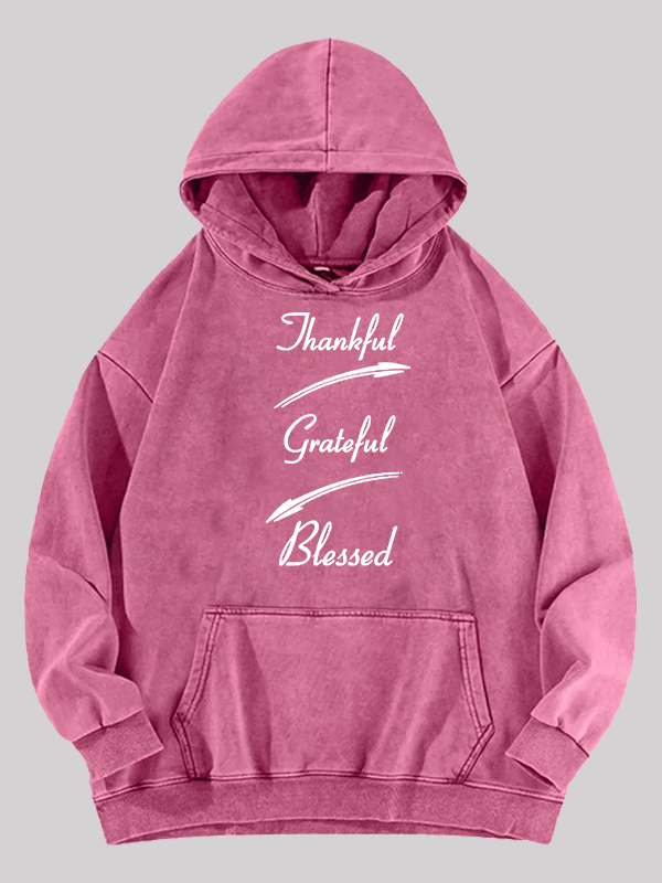 Thankful Grateful Blessed Jesus God Christian Washed Hoodie