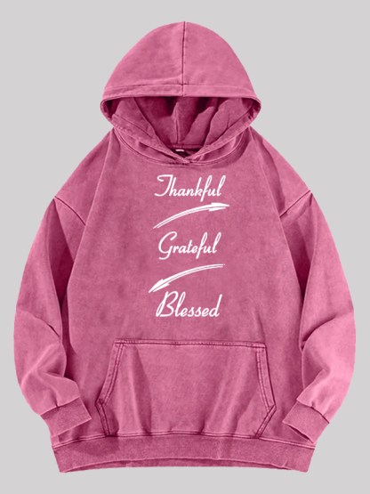 Thankful Grateful Blessed Jesus God Christian Washed Hoodie