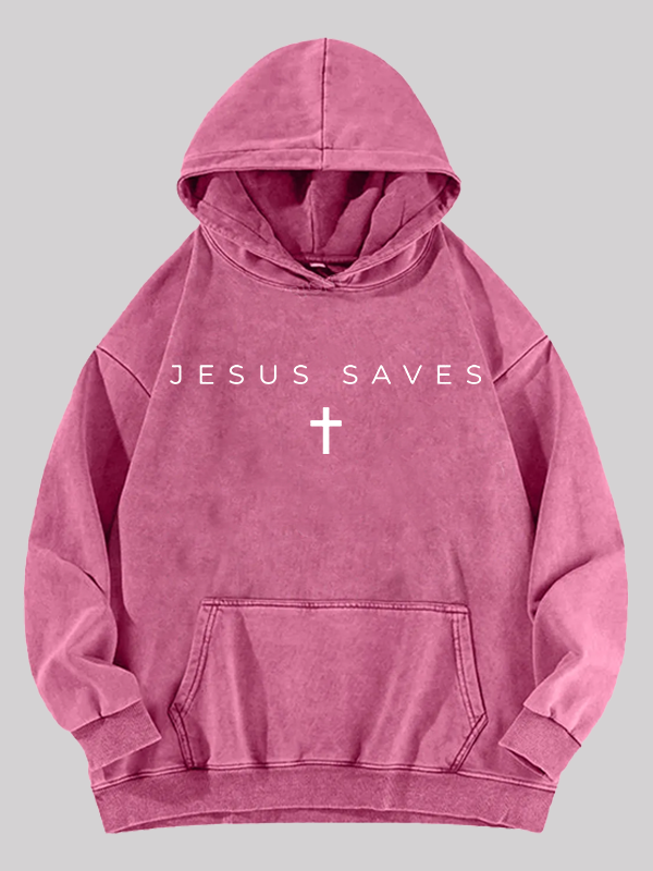 Jesus Saves  Jesus God Christian Washed Hoodie