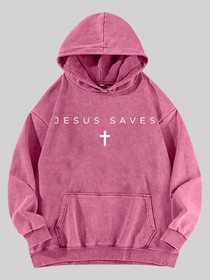 Jesus Saves  Jesus God Christian Washed Hoodie