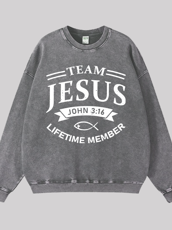 Jesus Team Jesus God Christian Washed Sweatshirt