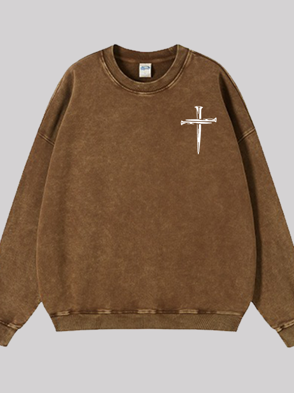 Cross Jesus God Christian Washed Sweatshirt