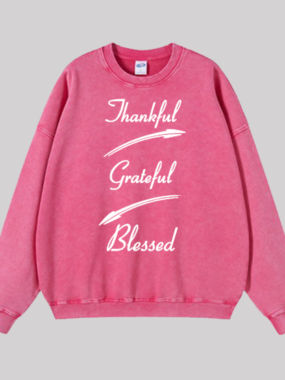 Thankful Grateful Blessed Jesus God Christian Washed Sweatshirt