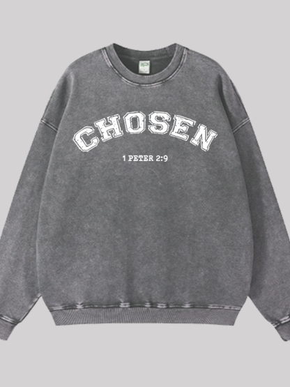 Chosen Jesus God Christian Washed Sweatshirt