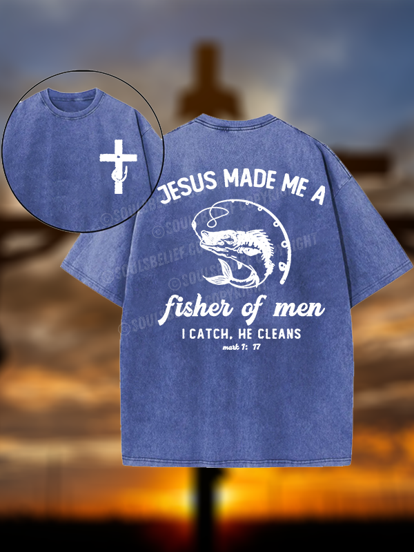 Fisher of Men Cross Christian Washed T-Shirt
