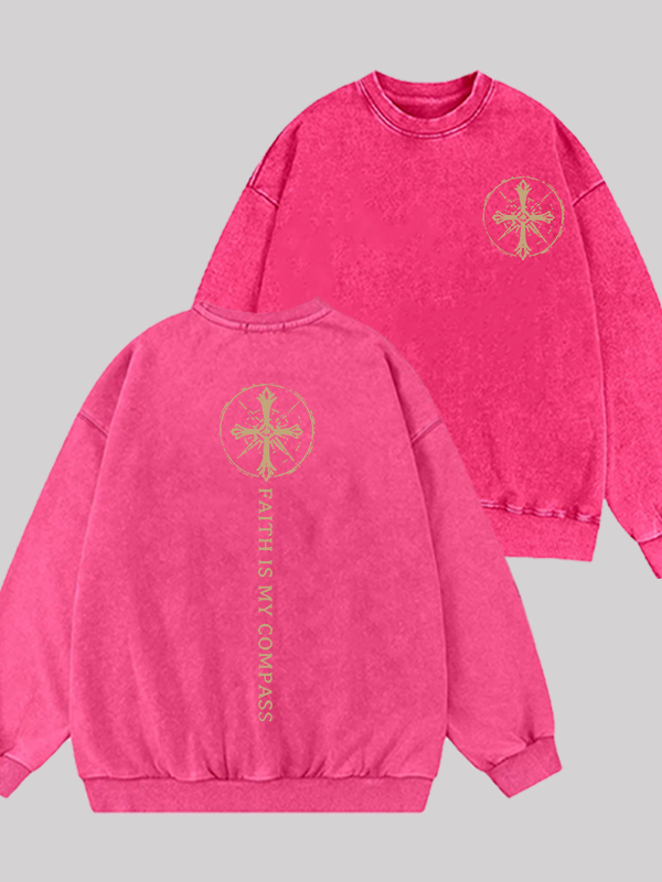 Faith Is My Compass Jesus God Christian Washed Sweatshirt