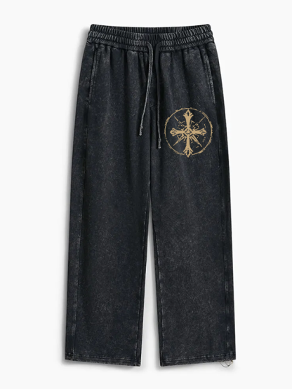 Faith Is My Compass Jesus God Christian Washed Sweatpants