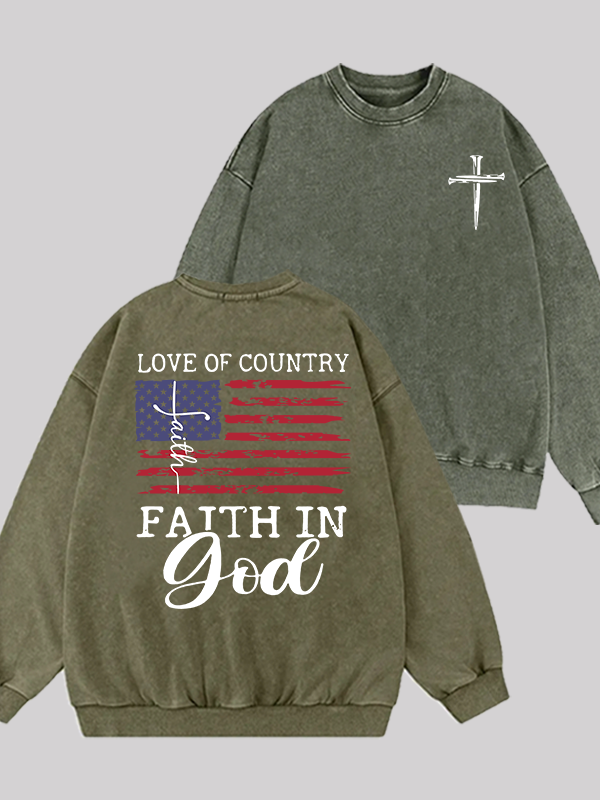 Faith In God Jesus God Christian Washed Sweatshirt