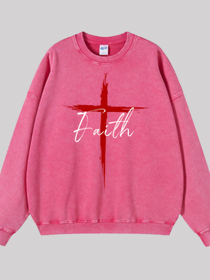 Faith Jesus God Christian Washed Sweatshirt