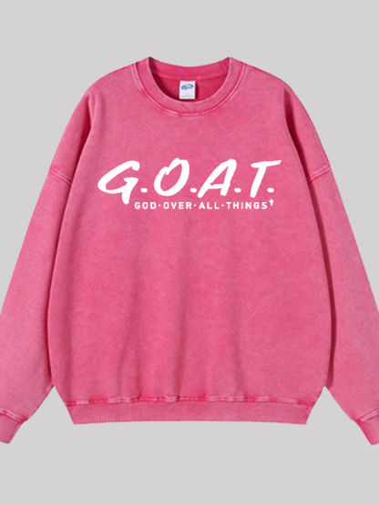 God Over All Things Jesus God Christian Washed Sweatshirt
