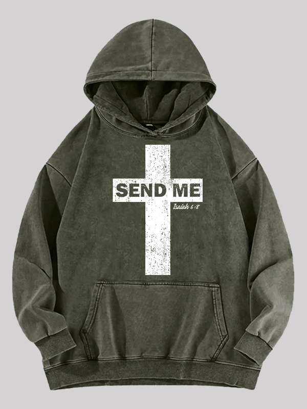 Send Me Isaiah 6:8 Jesus God Christian Washed Hoodie