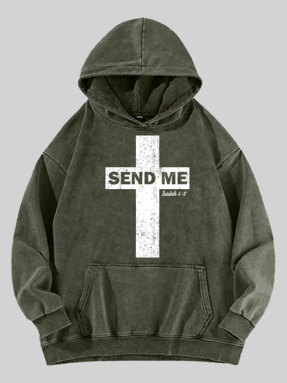 Send Me Isaiah 6:8 Jesus God Christian Washed Hoodie
