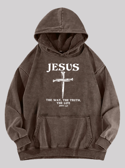 Jesus The Way The Truth The Life Jesus God Christian Washed Hoodie