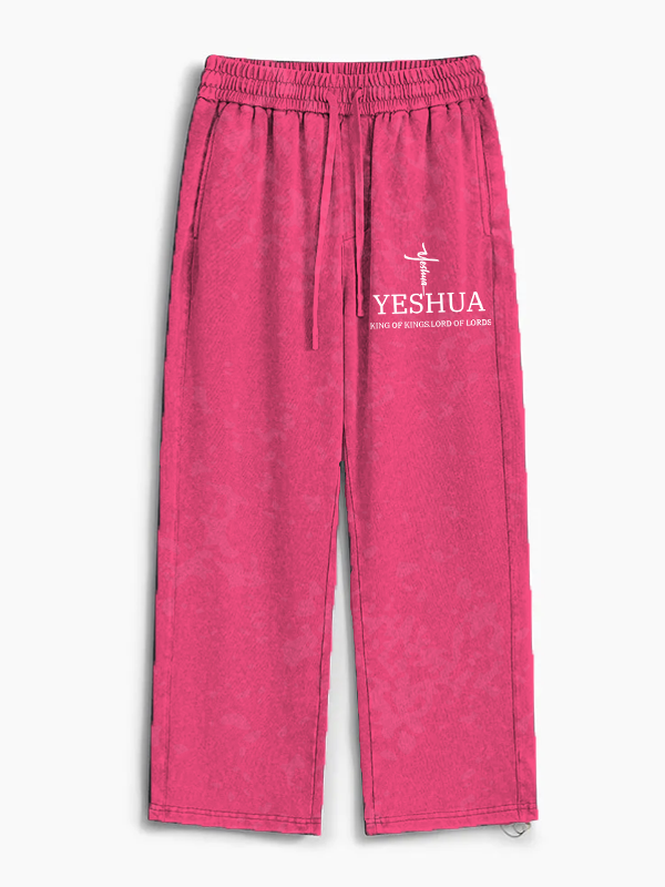 Yeshua King Of Kings Lord Of Lords  Jesus God Christian Washed Sweatpants