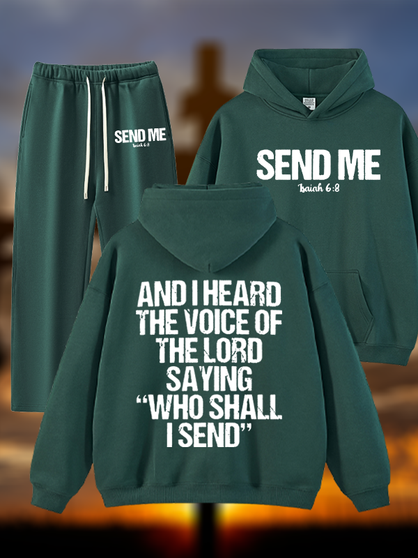 Send Me Isaiah 6:8 Jesus God Christian Plush Fleece-Lined Hoodie Set