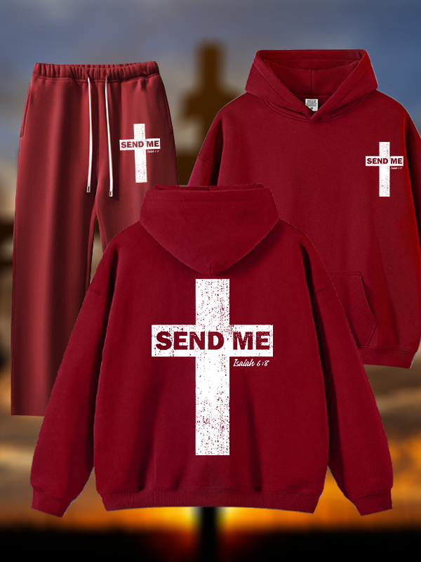 Send Me Isaiah 6:8 Jesus God Christian Plush Fleece-Lined Hoodie Set