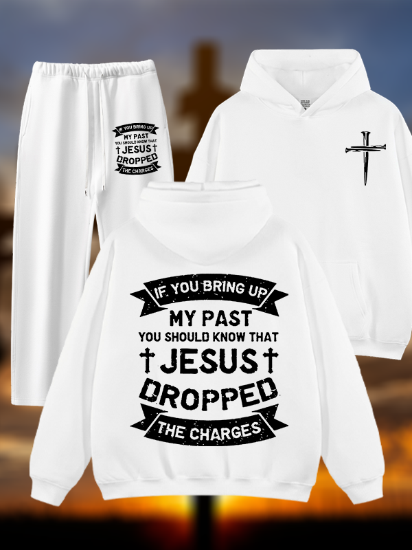 Jesus Dropped The Charges Jesus God Christian Plush Fleece-Lined Hoodie Set