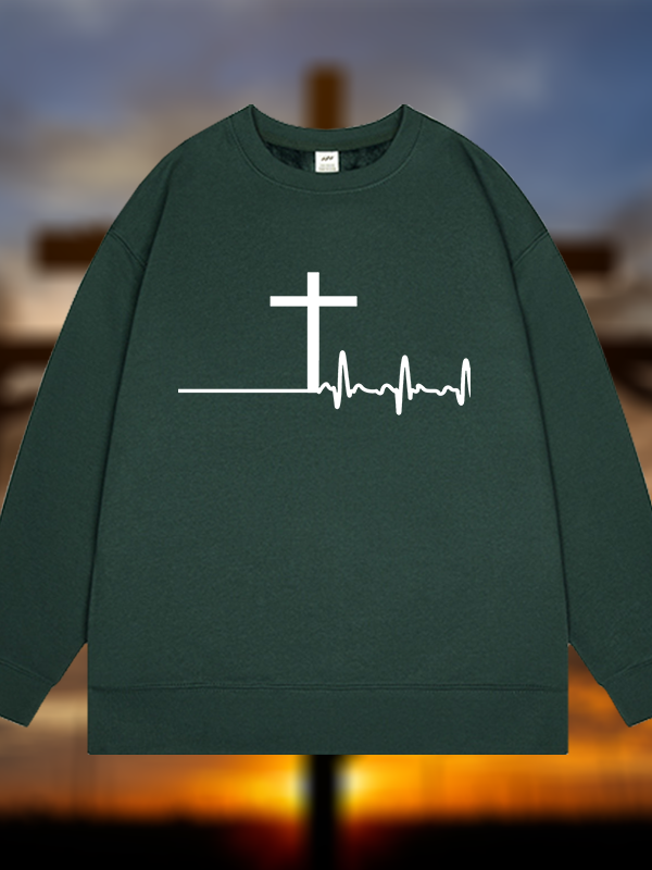 ECG Cross Jesus God Christian Sweatshirt