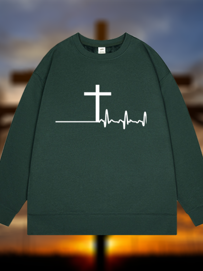 ECG Cross Jesus God Christian Sweatshirt
