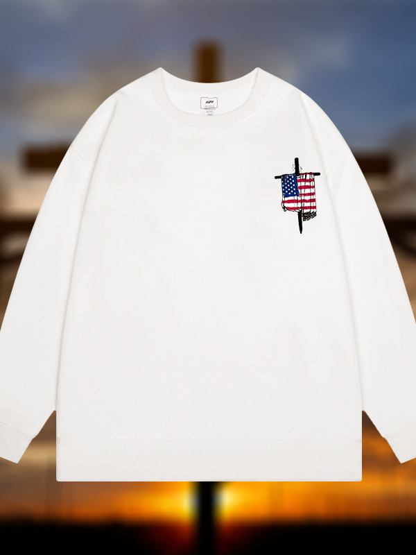 Faith Flag Cross Jesus God Christian Sweatshirt