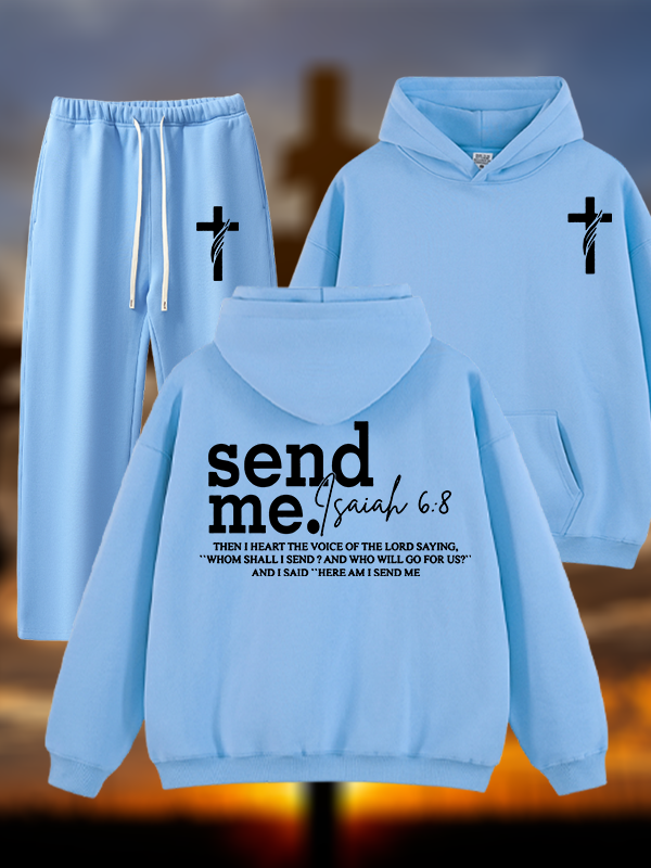 Send Me Isaiah 6:8 Jesus God Christian Plush Fleece-Lined Hoodie Set