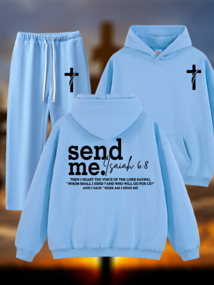 Send Me Isaiah 6:8 Jesus God Christian Plush Fleece-Lined Hoodie Set